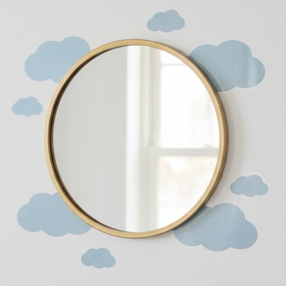 Cloud Wall Decals 8 Pc - Light Blue Sparkle